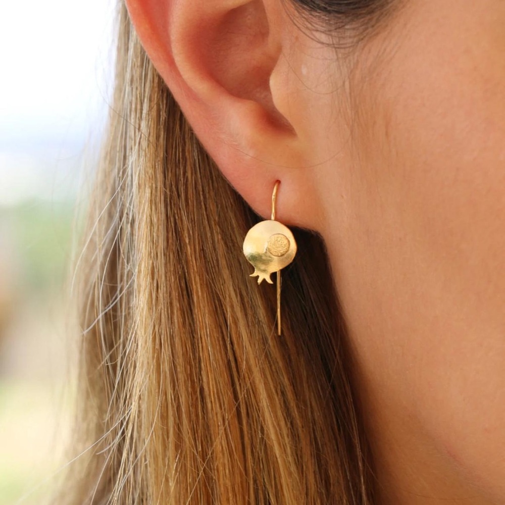 Elegant Pomegranate Gold Drop Earrings